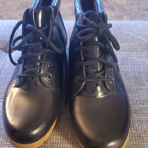 Lands' End Black Boots with Brown Soles Rubber Duck Sz 9